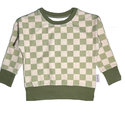 Green Checkerboard Jersey Knit Dolman Lounge Shirt Toddler & Child Sizes