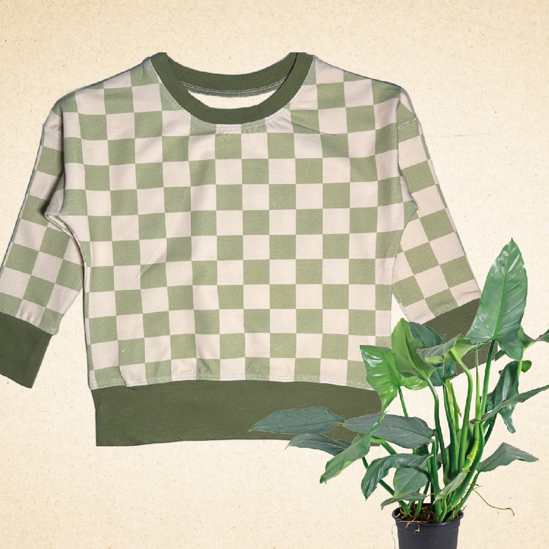 Green Checkerboard Jersey Knit Dolman Lounge Shirt Toddler & Child Sizes