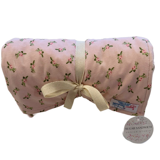 Pink Floral Rosebud Print Cuddle Blanket